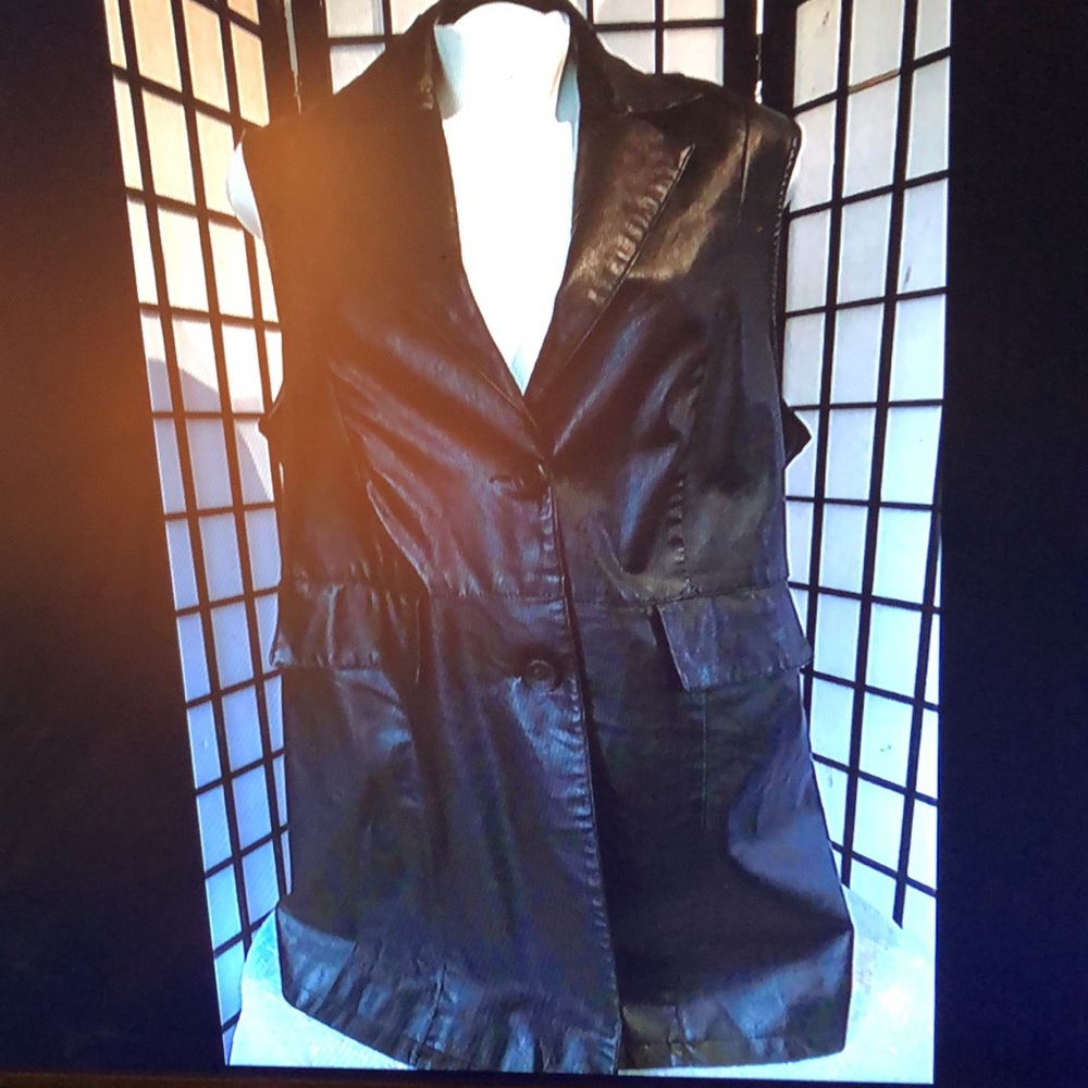Mulberry Women black xl Long Vest faux Leather beautiful piece